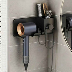 Wall Mounted Hair Dryer Holder – Space-Saving Organizer Shelf & Hook