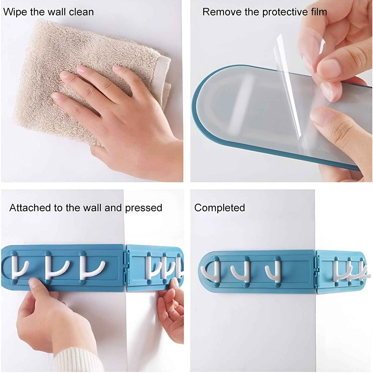 Foldable Rotating Wall-Mounted Hook Rack – Space-Saving Organizer