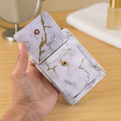 Marble Finish Card Holder Wallet – Compact Snap Button Design
