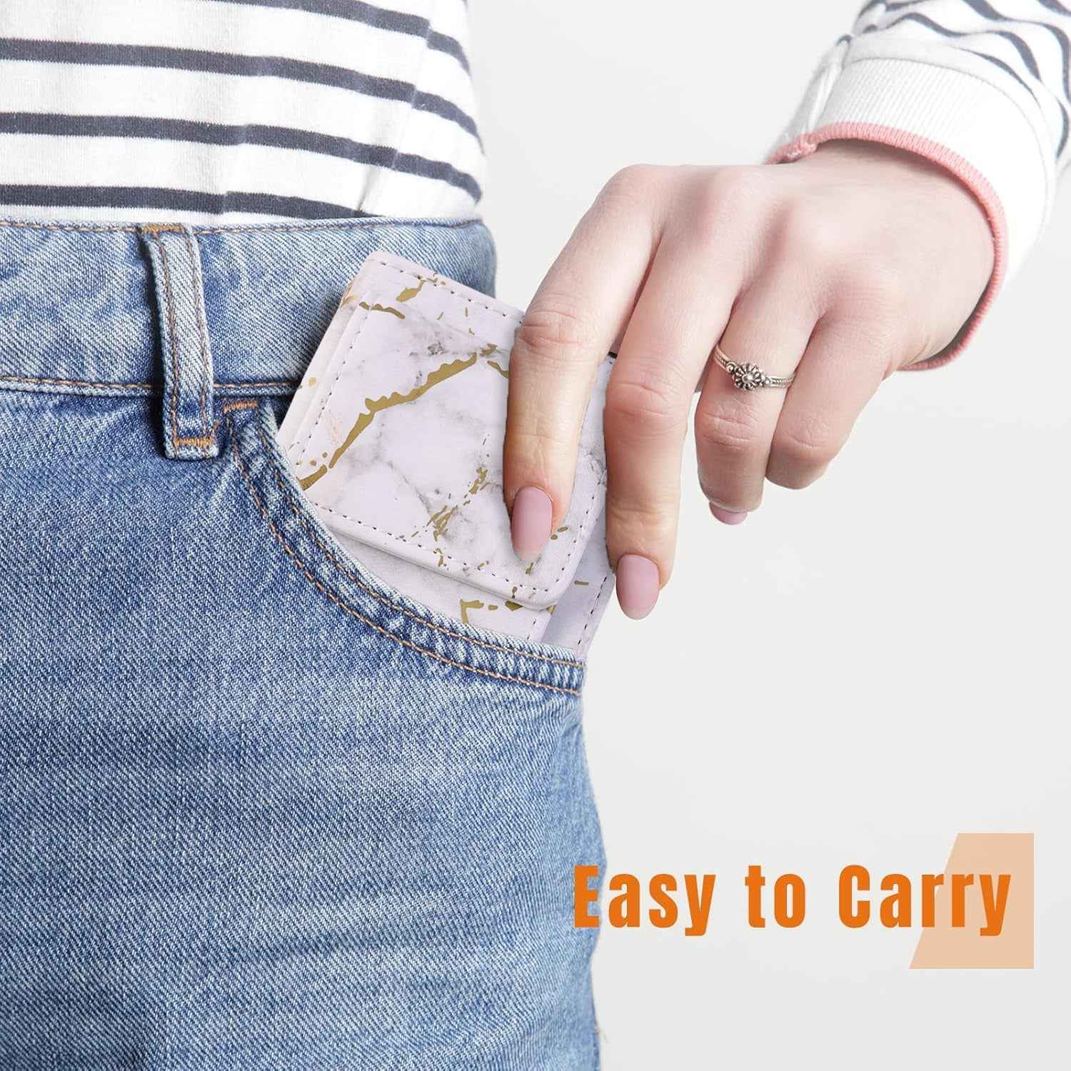 Marble Finish Card Holder Wallet – Compact Snap Button Design