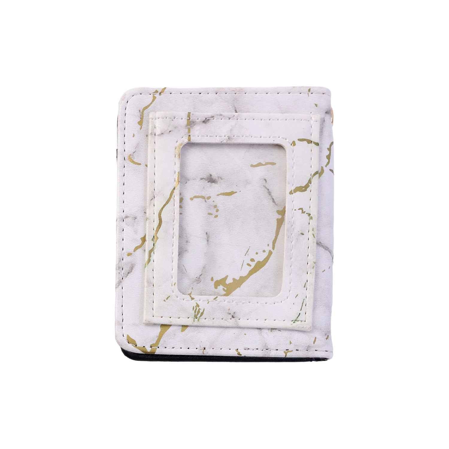 Marble Finish Card Holder Wallet – Compact Snap Button Design