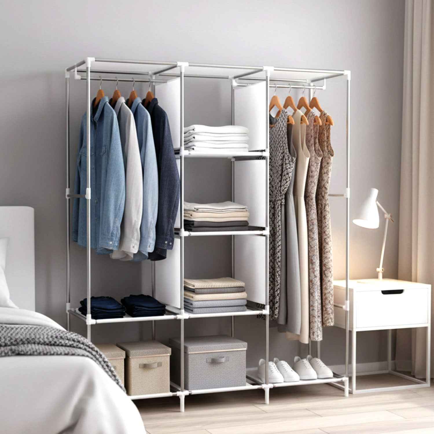 Portable Fabric Wardrobe Closet – 8 Spacious Compartments & Foldable Design
