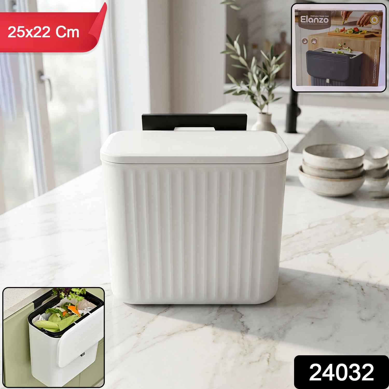 Kitchen Dustbin with Lid Ð Compact 25x22 cm for Small Spaces