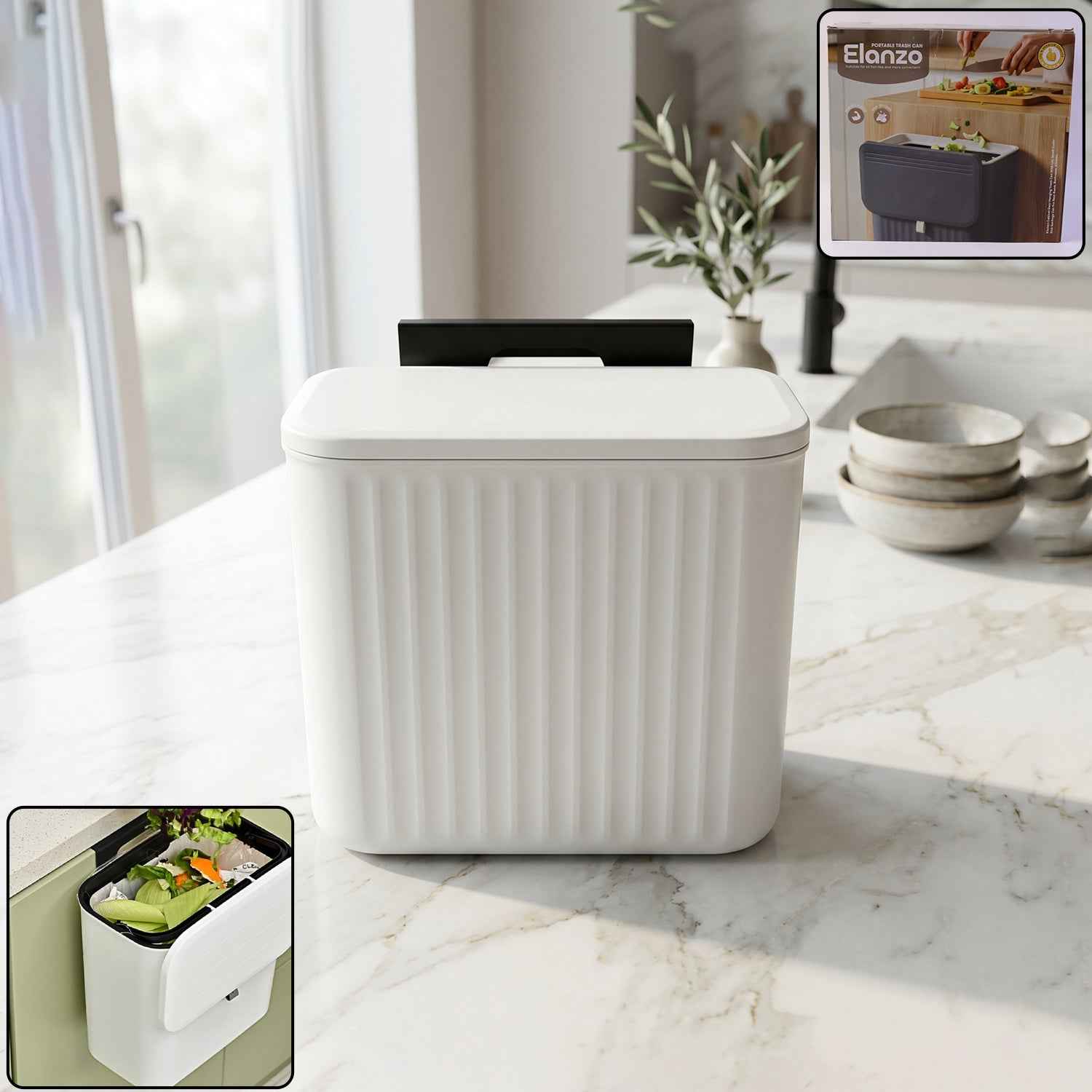 Kitchen Dustbin with Lid Ð Compact 25x22 cm for Small Spaces