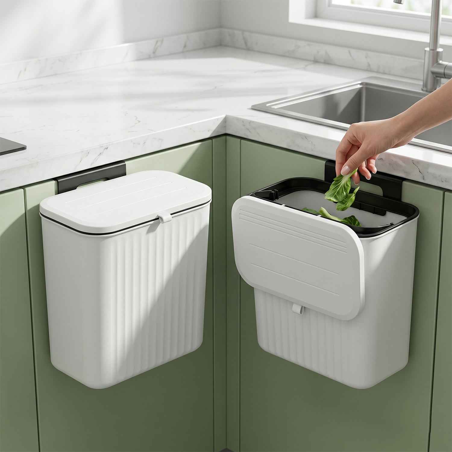 Kitchen Dustbin with Lid Ð Compact 25x22 cm for Small Spaces