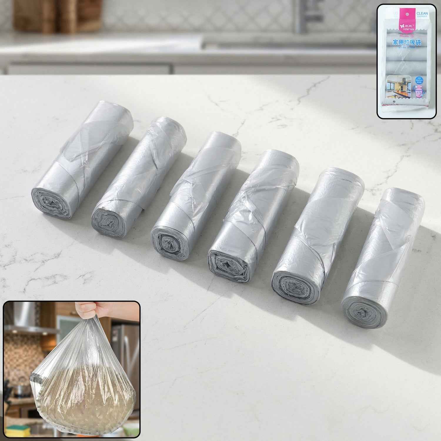 Garbage Bags Roll Set – Heavy Duty Leak-Proof 45x55 cm for Home & Office
