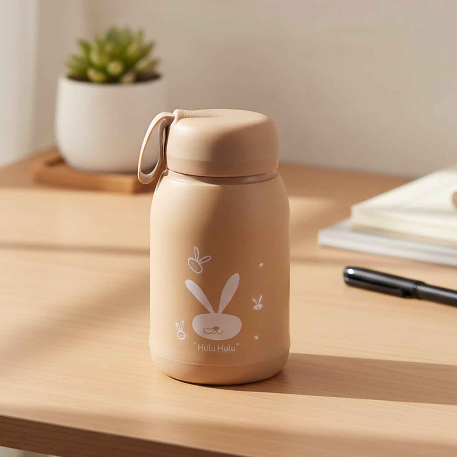 Bunny Print Glass Water Bottle – 330ML Leak-Resistant