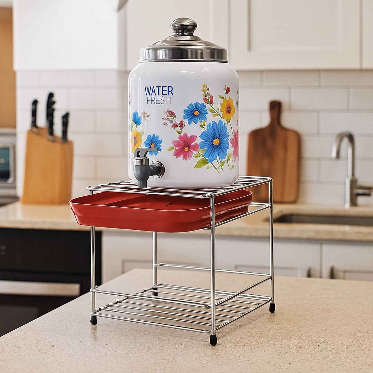 Stainless Steel 2-Tier Kitchen Utensil Storage Stand – Durable & Space-Saving