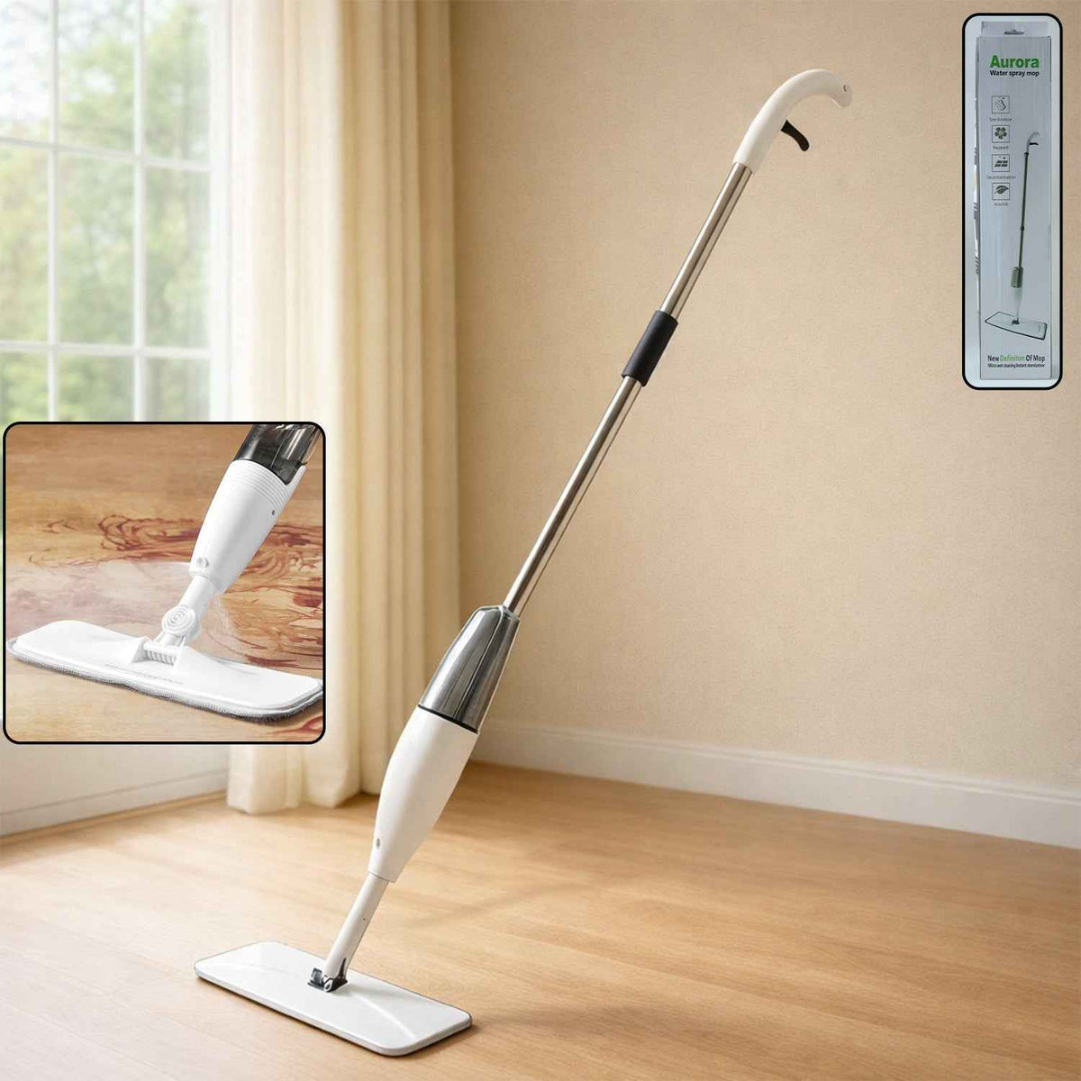Multipurpose Spray Flat Mop – Easy Handle & Reusable Microfiber Pad
