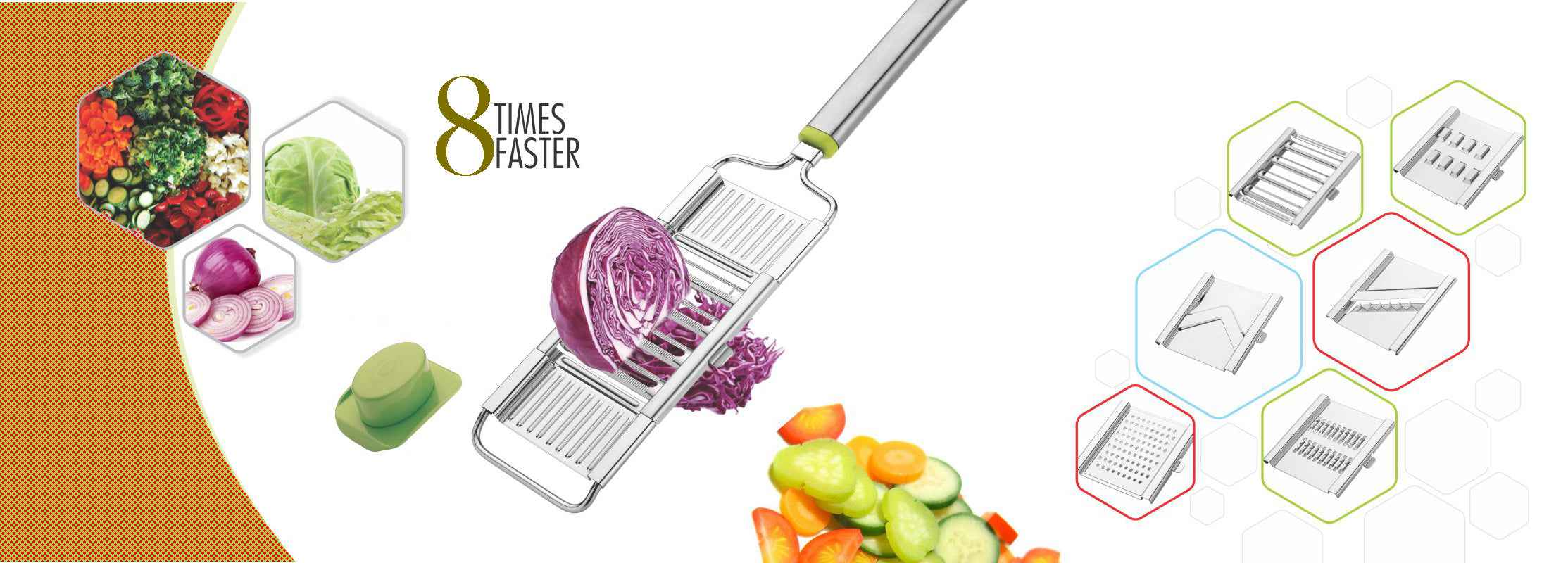 Stainless Steel Vegetable Chopper – 6-in-1 Slicer & Grater | Quickslice