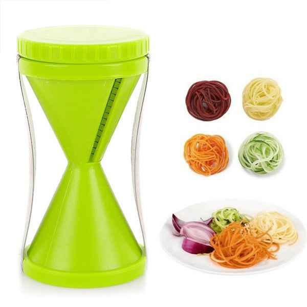 Handheld Vegetable Spiral Slicer creating zucchini noodles.