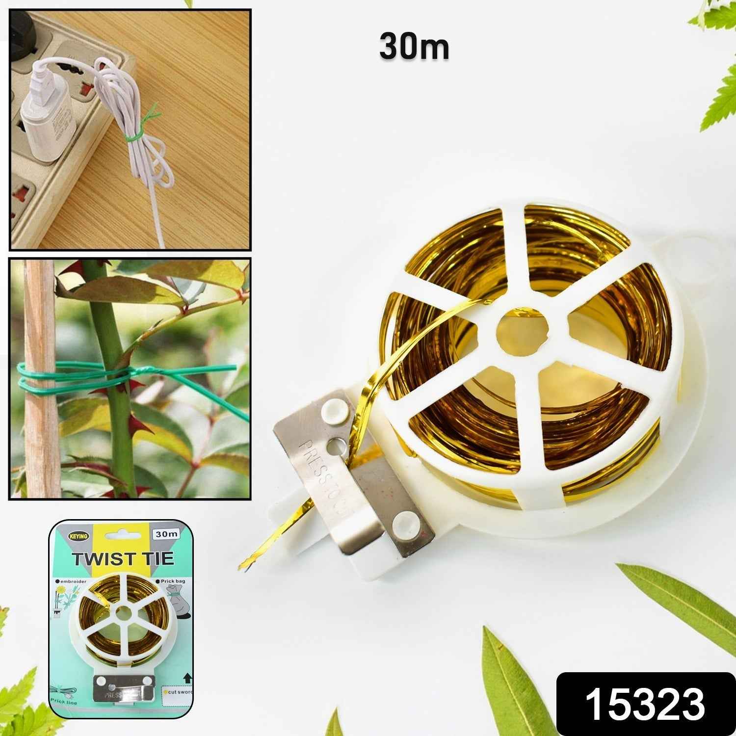 Multipurpose Twist Tie Roll – 30m Built-in Cutter for Garden & Home