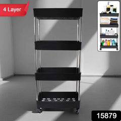 Space-efficient movable storage trolley with caster wheels for easy mobility