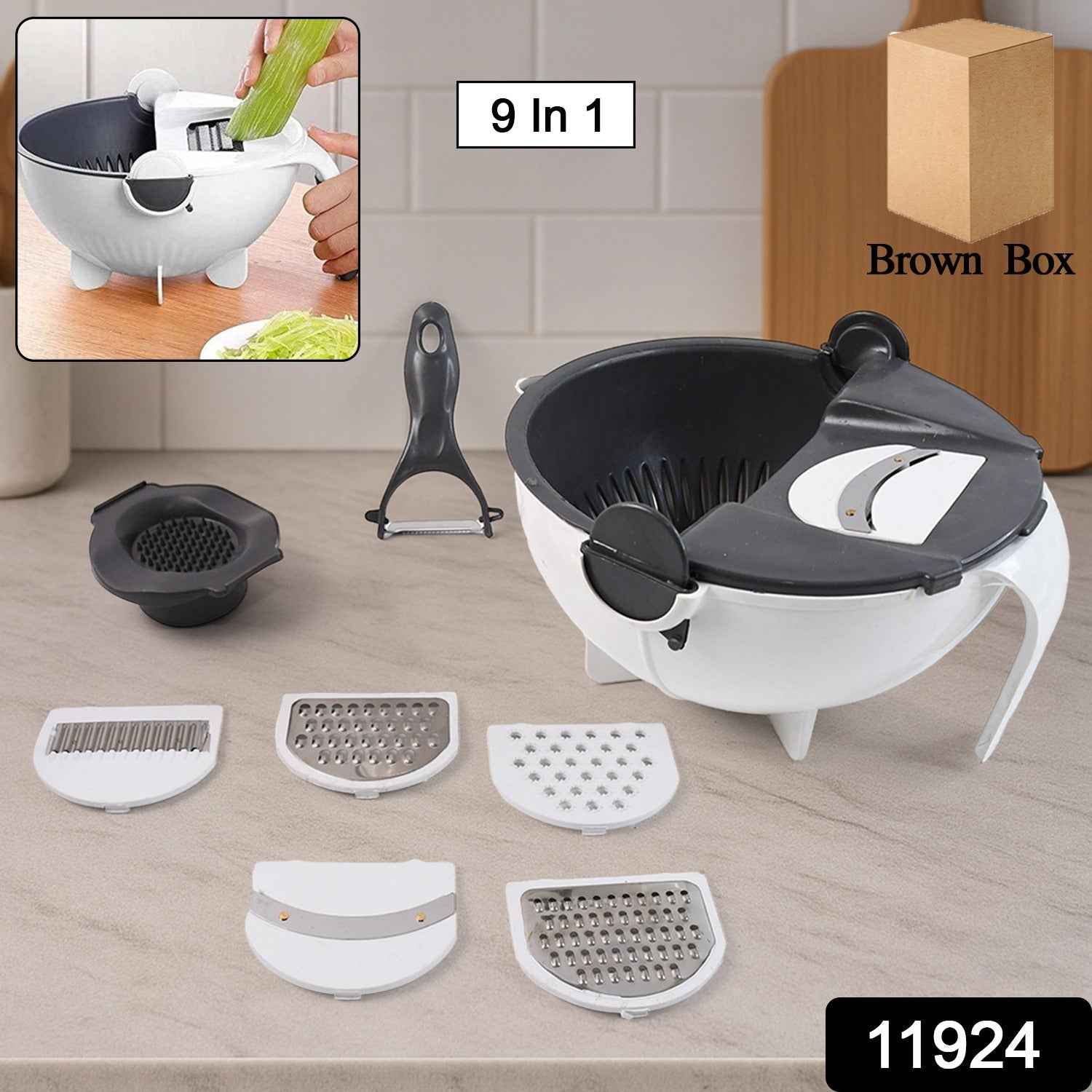 Vegetable Chopper 9-in-1 – Multifunctional Slicer with Drain Basket