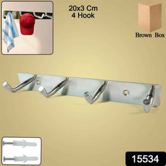 Stainless Steel Coat Hook Rack – 4 Heavy Duty Hooks for Home
