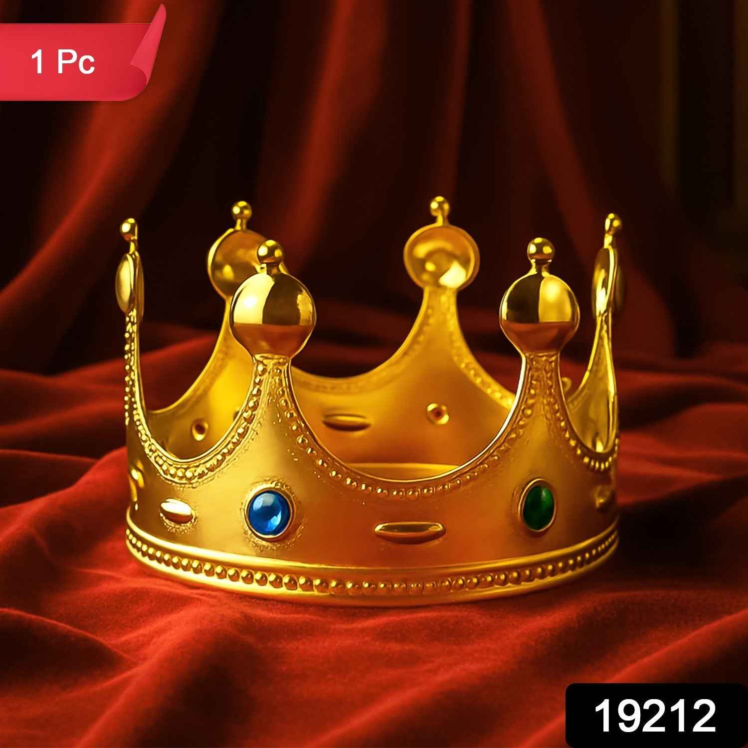 Royal Crown with Colored Gems – Lightweight Costume Headpiece