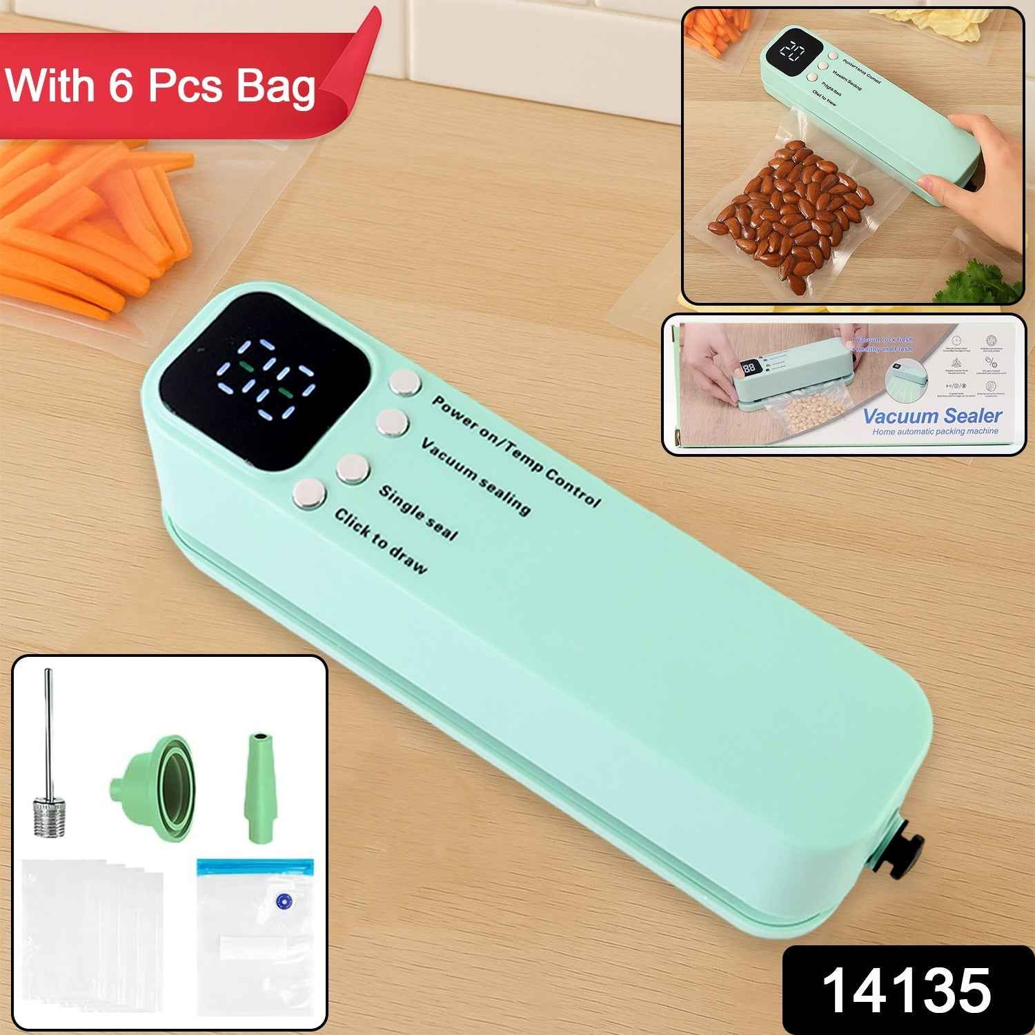 Vacuum Sealer Machine – Rechargeable & Digital Kitchen Food Preserver