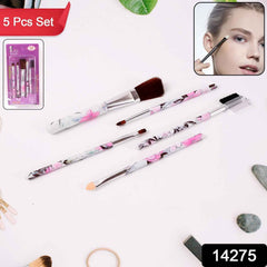 Makeup Brush Set – 5-Piece Floral Face, Eyes & Lips Kit