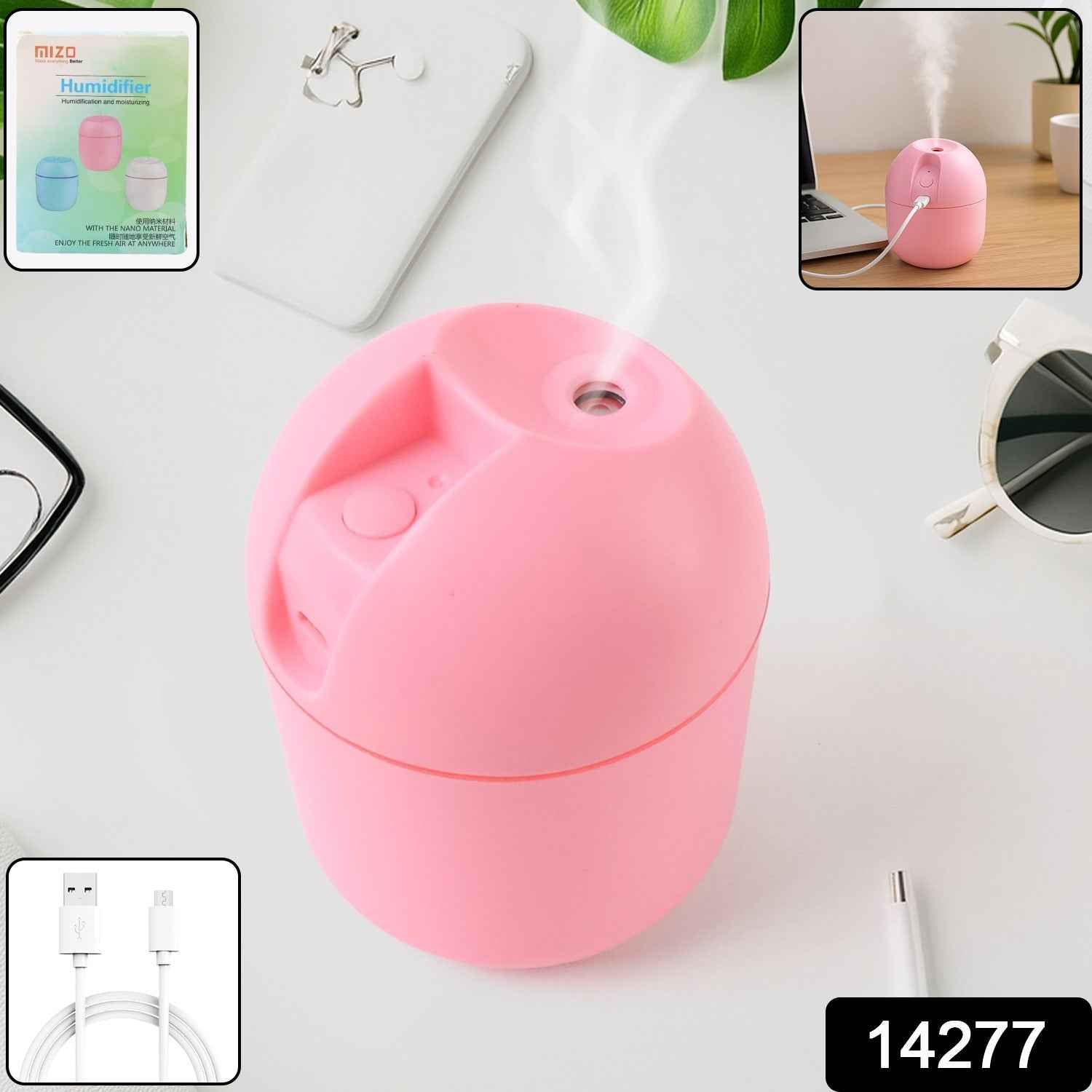 USB Mini Air Humidifier – Portable 250ml Quiet Cool Mist with LED