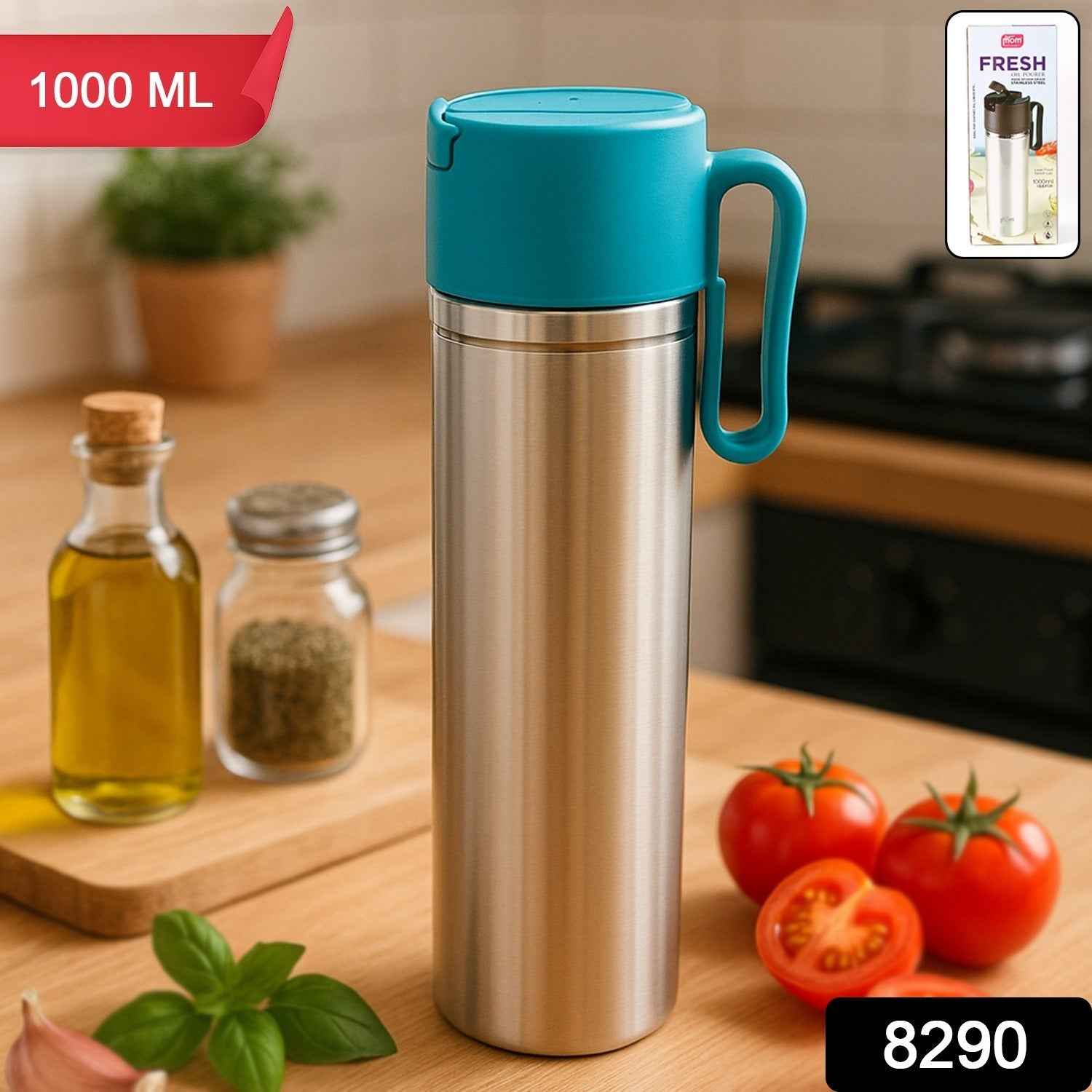 Stainless Steel Oil Pourer – 1000ML Leak-Proof Kitchen Bottle