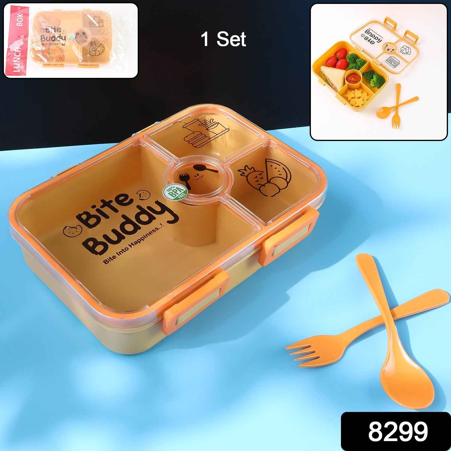 4-Compartment Leak-Resistant Lunch Box – BPA-Free with Cutlery