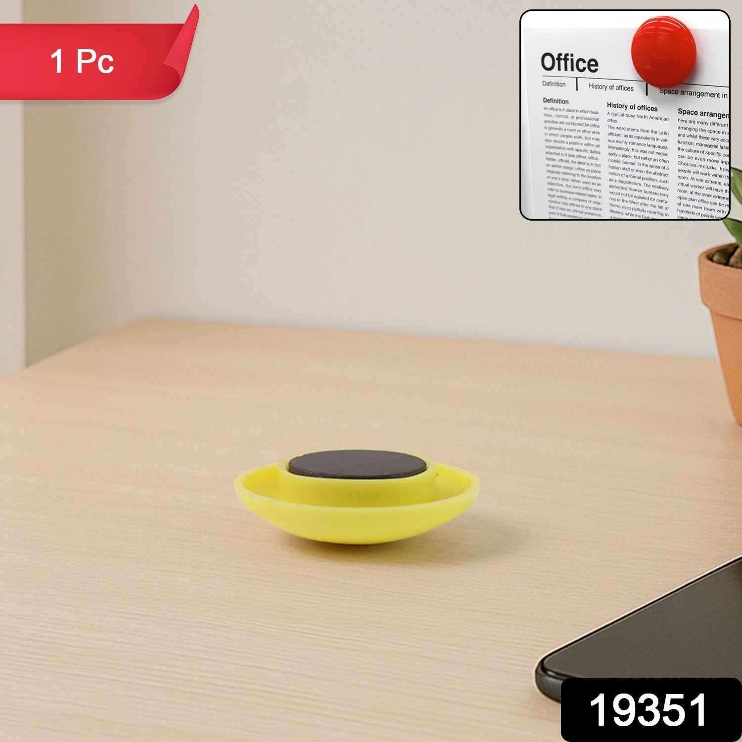 Yellow Magnetic Buttons – Strong Grip Circular Board Magnets