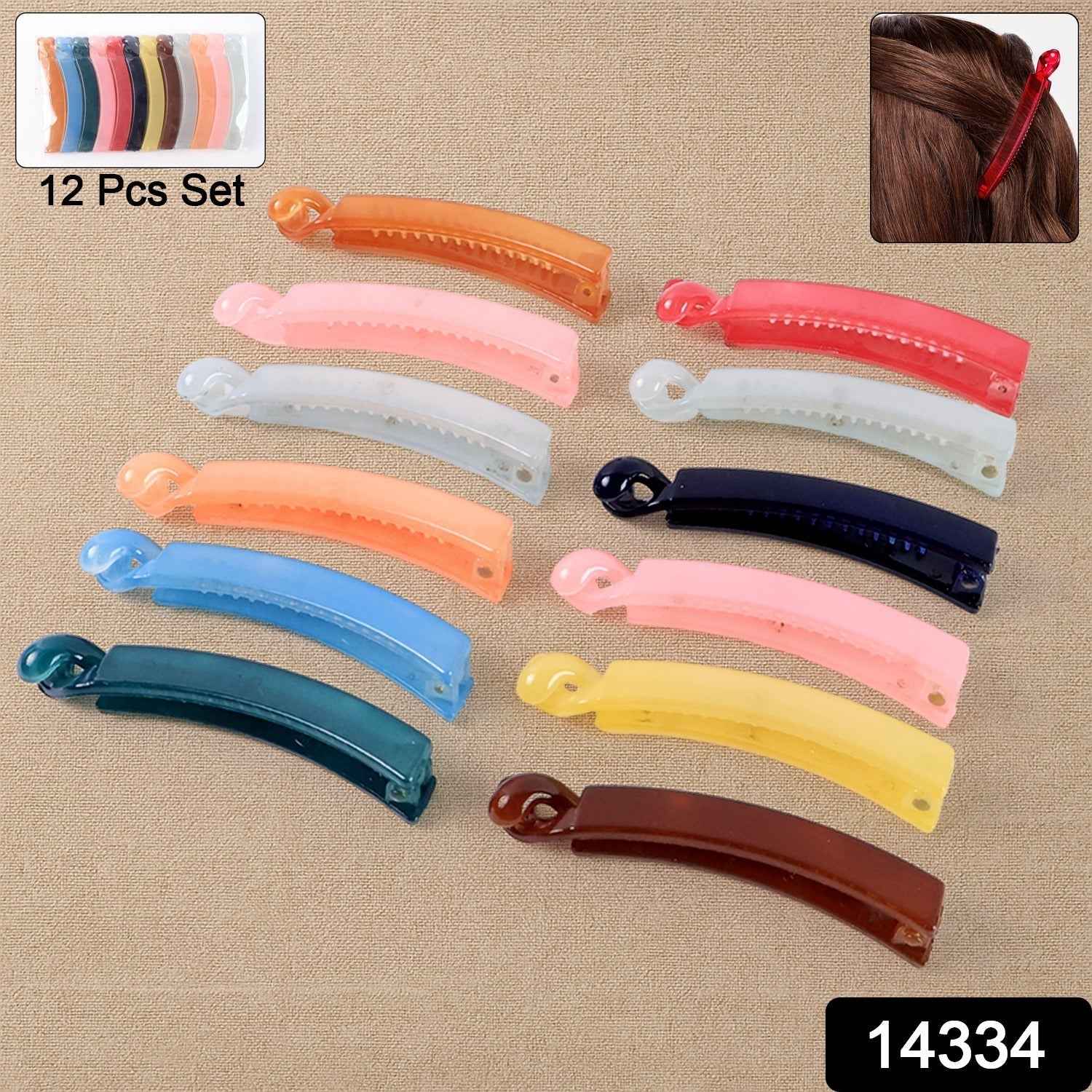 Banana Hair Clips Set – 12 Vibrant Multicolor Clips with Strong Grip