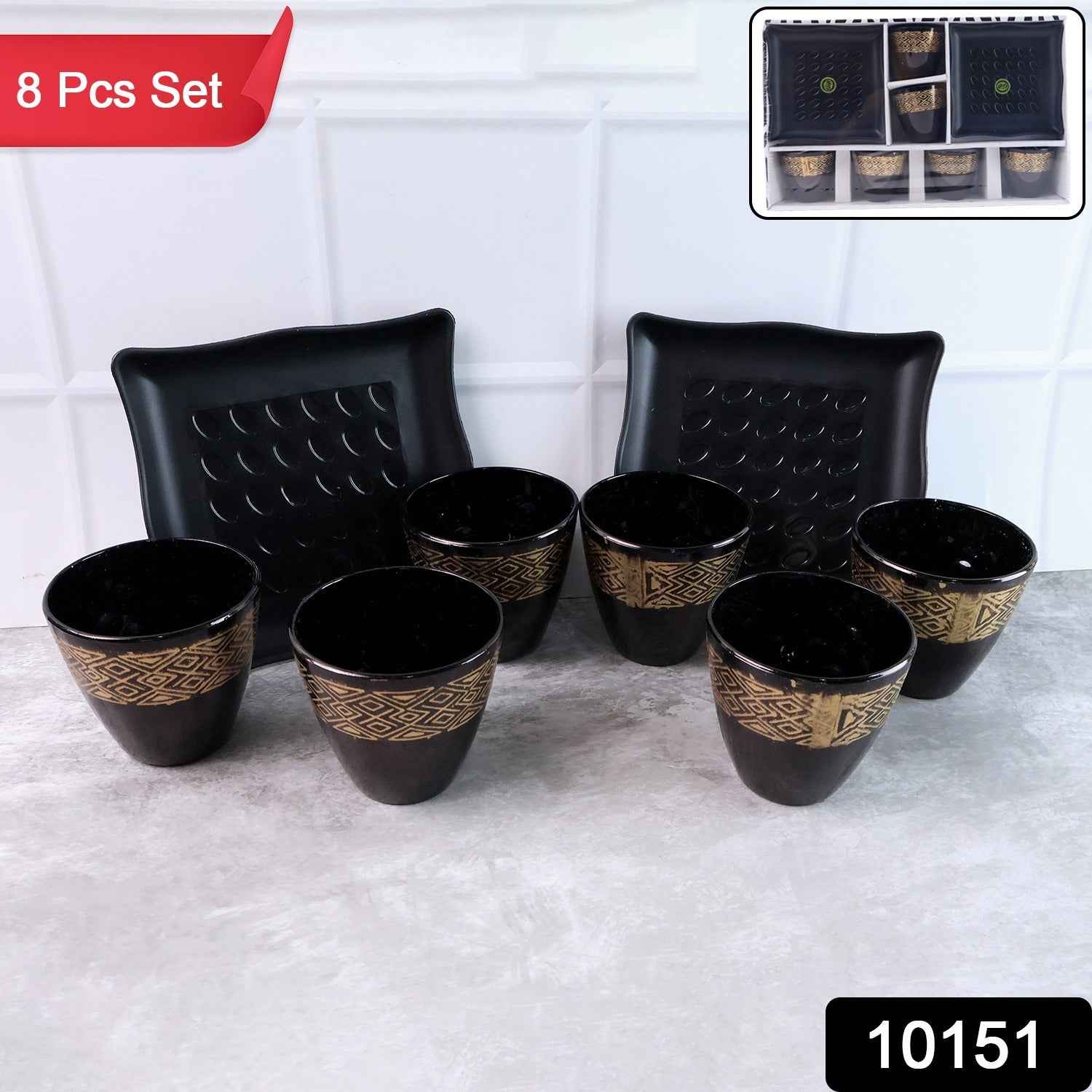 Ceramic Bowl and Cup Set – 8 Pc Dining Collection | Indo Glow