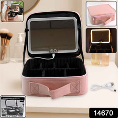 LED Light Makeup Organizer Box – USB Rechargeable & Portable