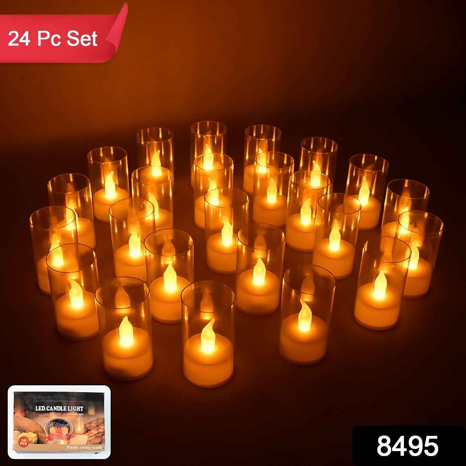 LED Flameless Candles – Set of 24 with Transparent Covers for Safe Home Ambience