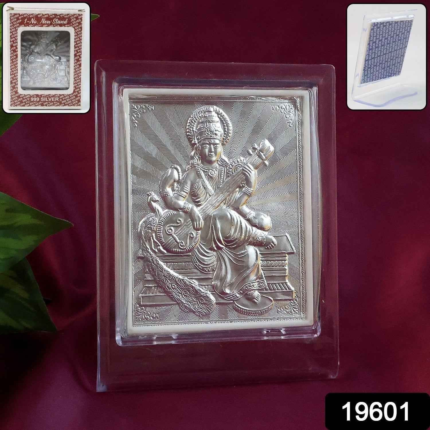Silver Saraswati Maa Photo Frame – Elegant Spiritual Decor