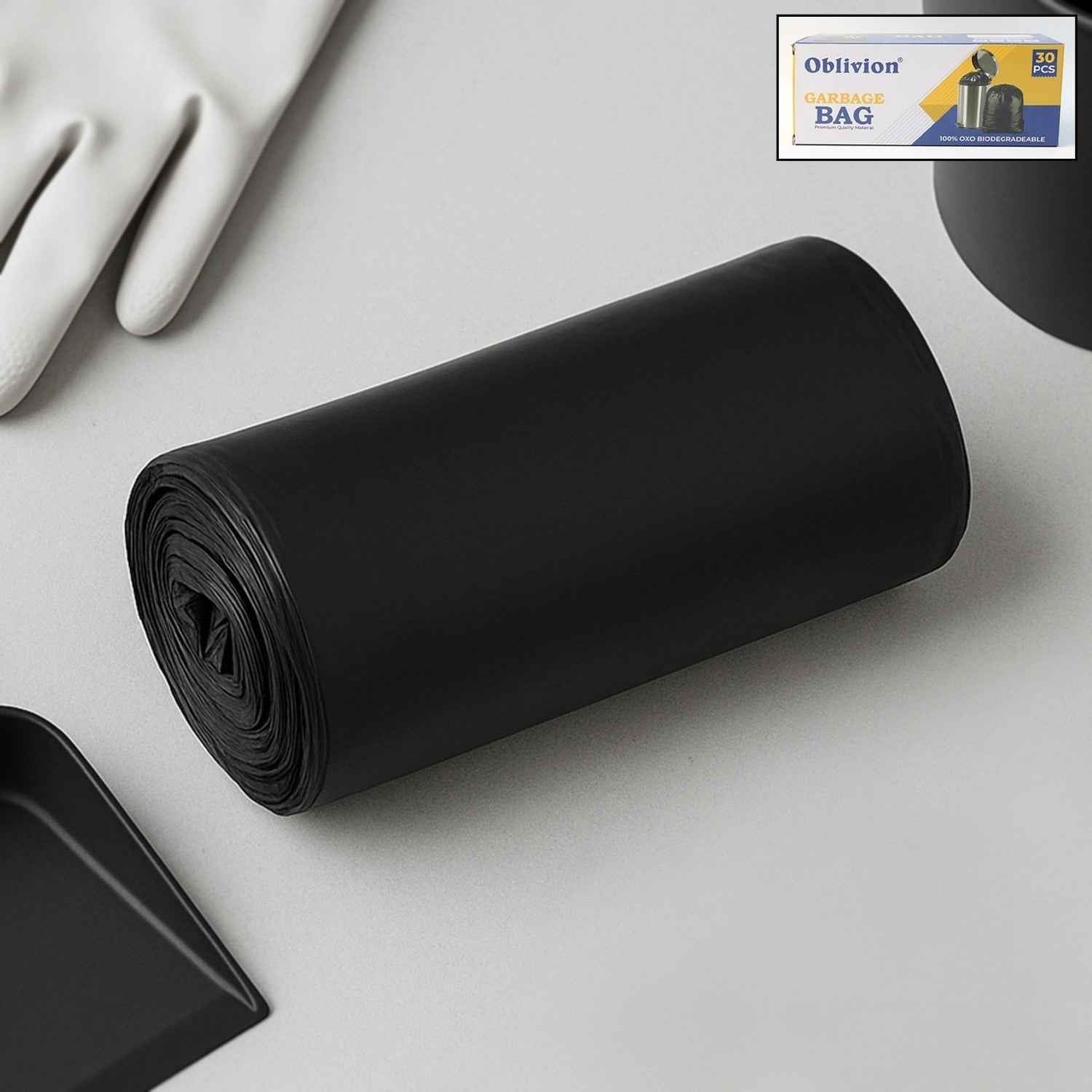 Medium Eco-Friendly Black Garbage Bags 24x32 Inch - Durable Waste Solution