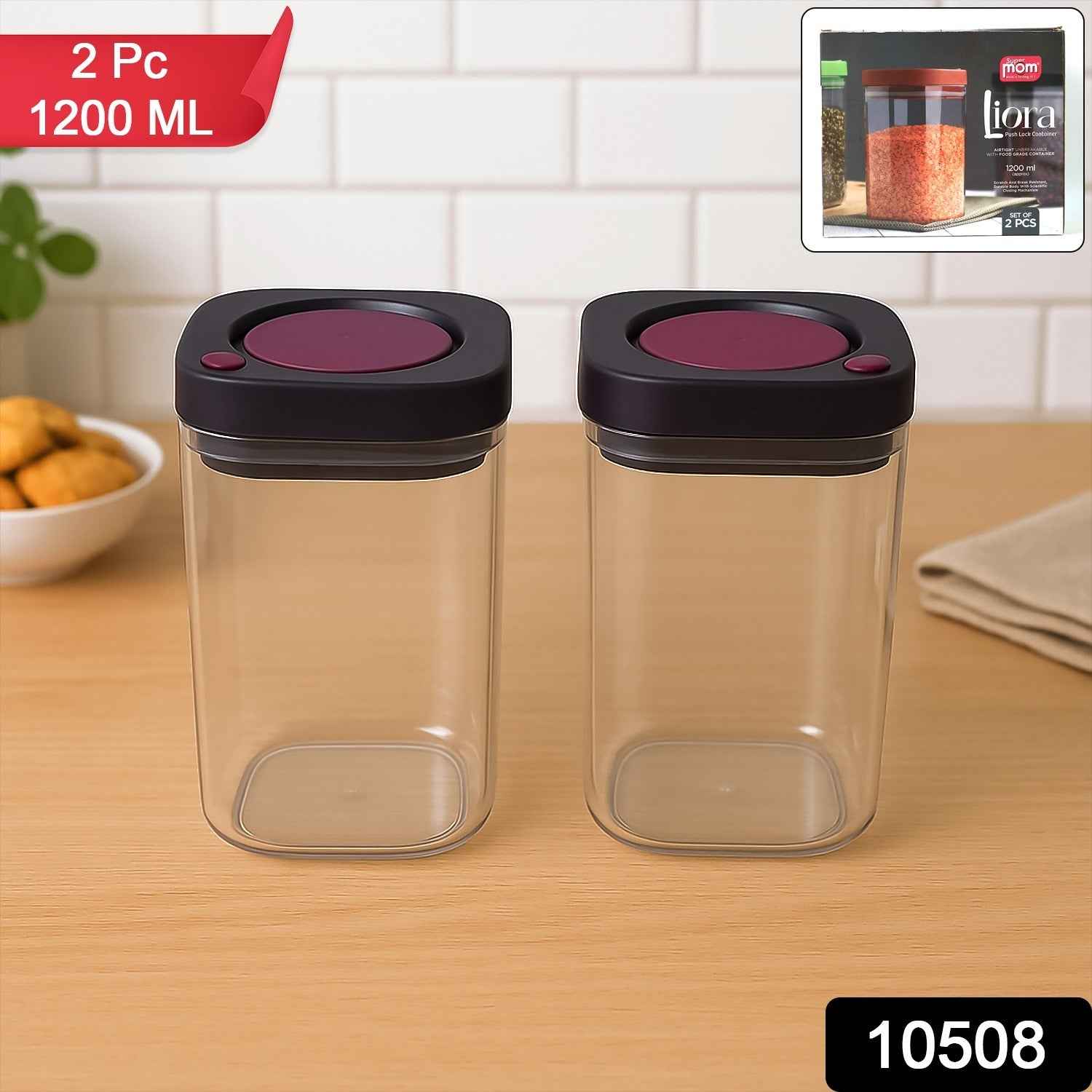 Airtight Kitchen Storage Containers – 2 Pc Set 1200ml Each