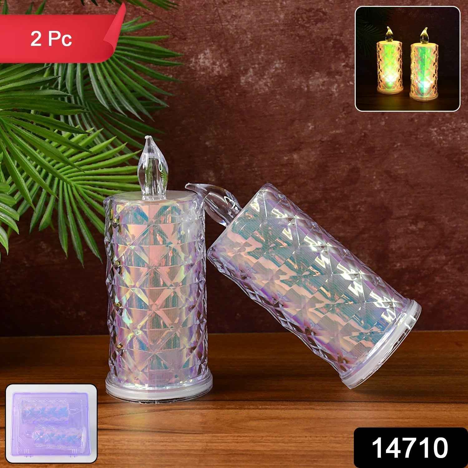 LED Candle Lights – Decorative Holographic Set of 2 with Flickering Glow