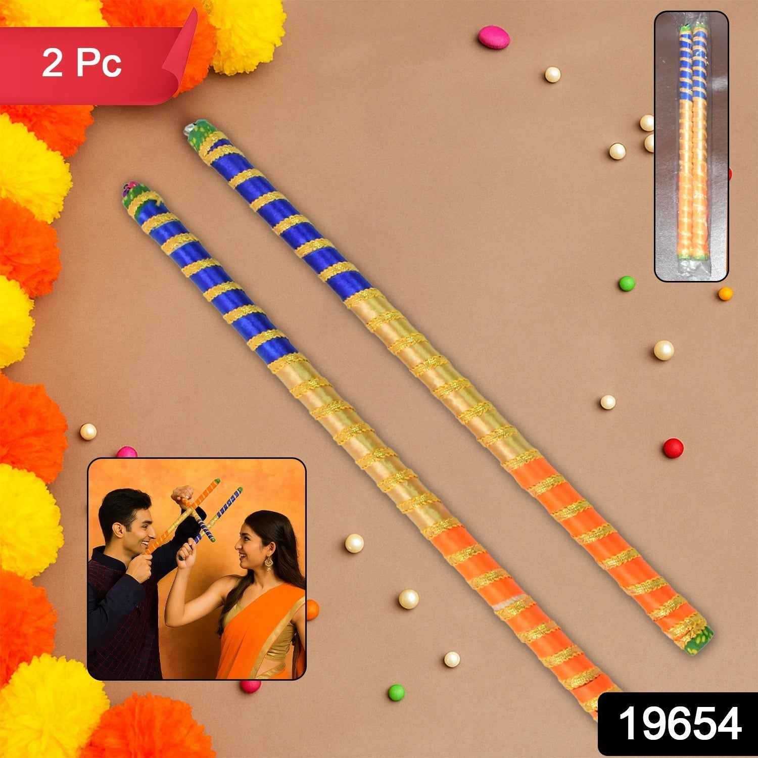 Decorative Dandiya Sticks – Colorful Pair for Navratri Garba