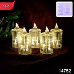 LED Flameless Candle Lights – Premium Crystal Effect Set of 5