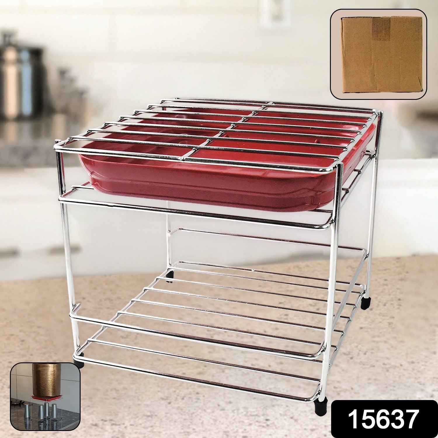 Stainless Steel 2-Tier Kitchen Utensil Storage Stand – Durable & Space-Saving