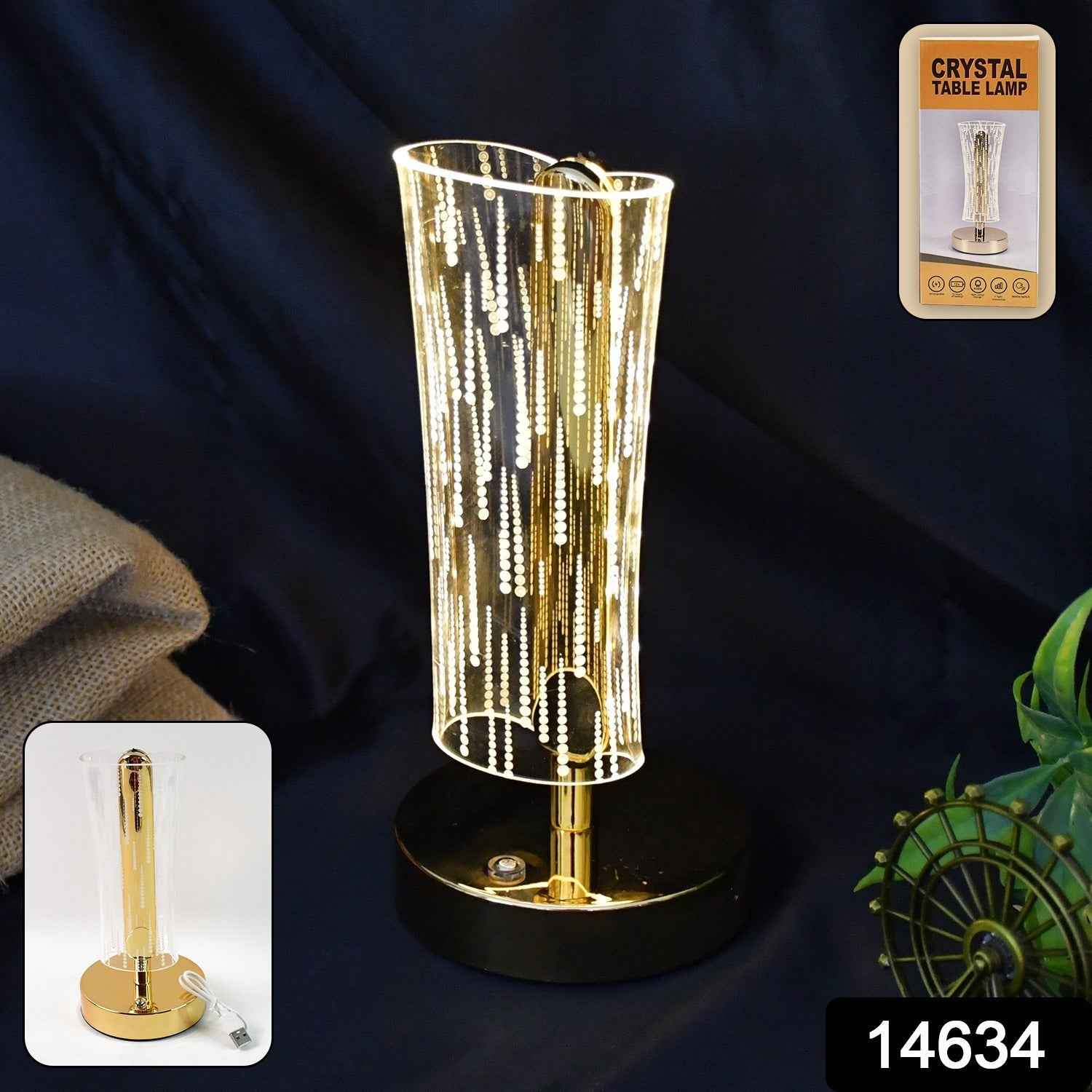 Crystal Table Lamp – Elegant USB Rechargeable LED Glow