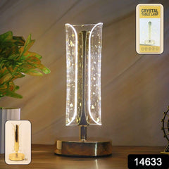 Crystal Table Lamp – Elegant LED Glow with Golden Base