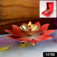 Brass Lotus Oil Diya – Elegant Spiritual Pooja Light