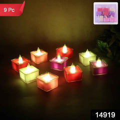 LED Flameless Tealight Candles – Vibrant Multicolor Set (9 Pc)