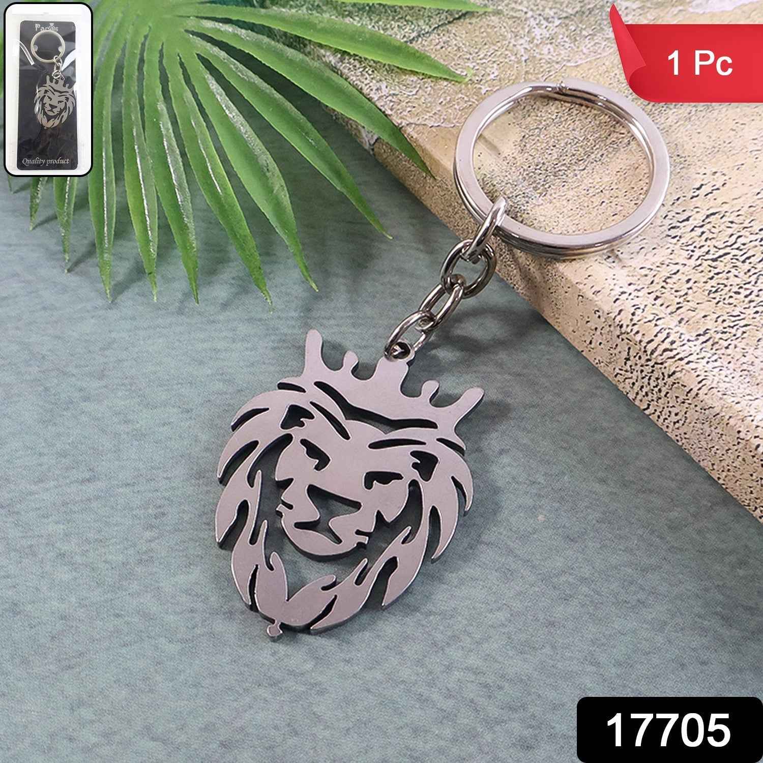 Lion Head Keychain – Stainless Steel Durable Crown Design
