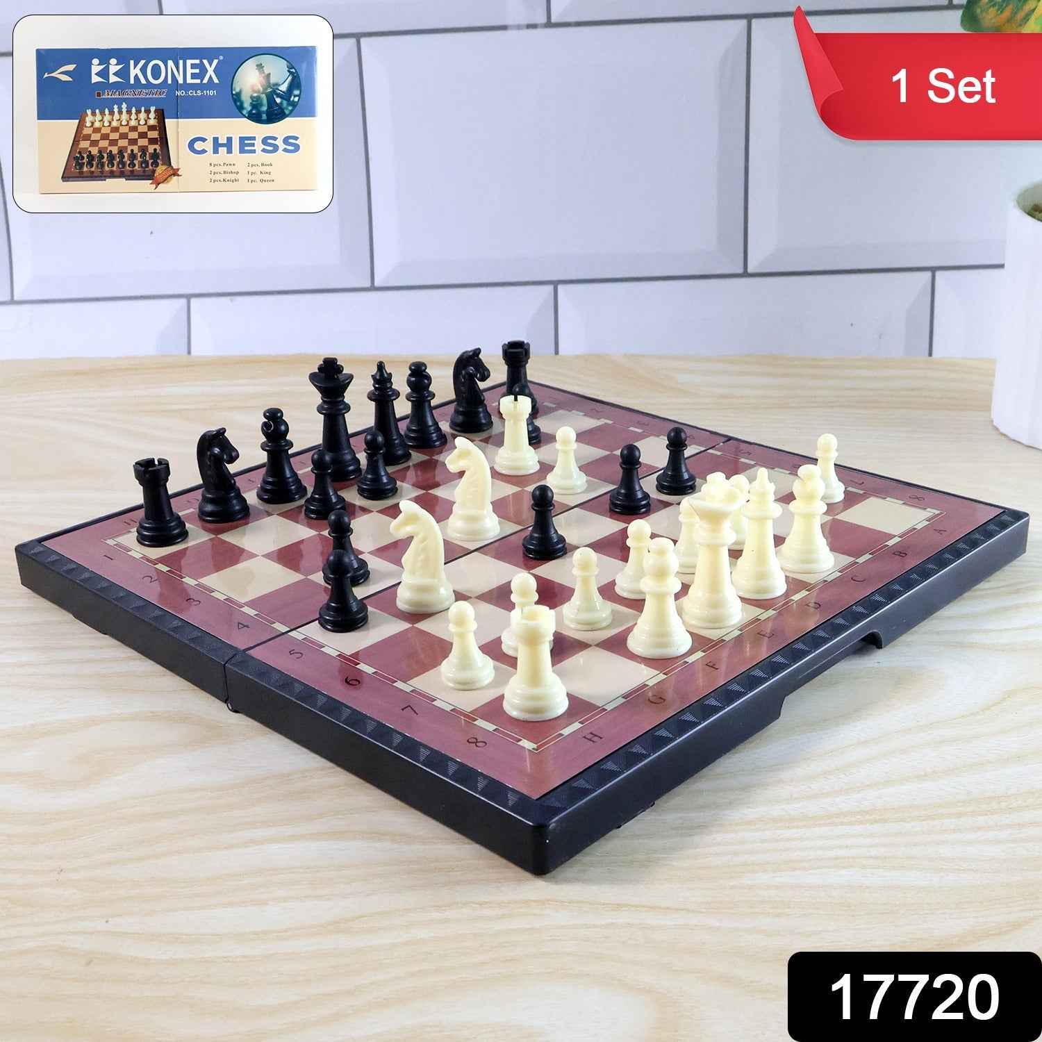 Foldable Magnetic Chess Board - Travel Friendly 24x24 cm