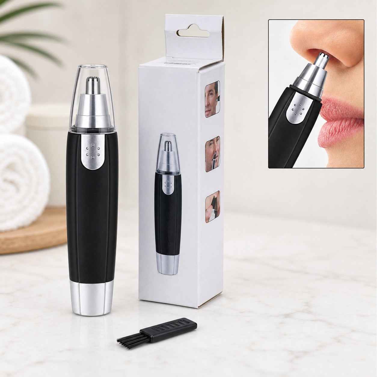 Ear & Nose Hair Trimmer – Painless, Battery-Operated | Calm & Curl