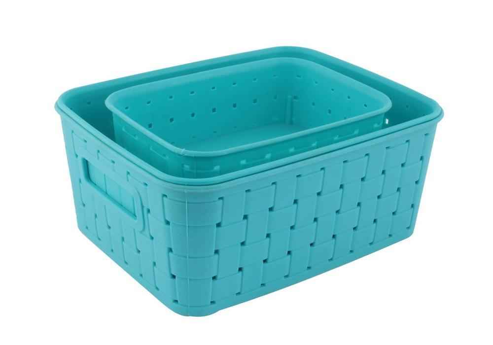 Storage Baskets Set – Food-Grade Plastic, Sky Blue | Organivo