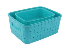 Storage Baskets Set – Food-Grade Plastic, Sky Blue | Organivo