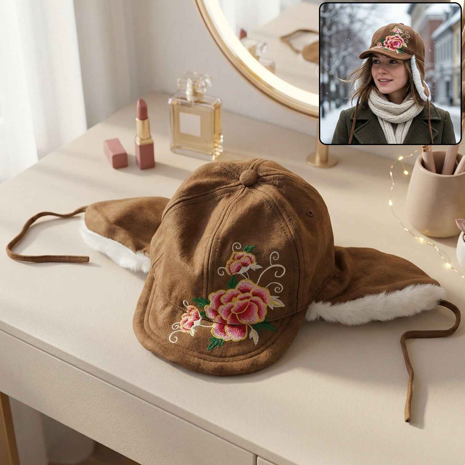 Winter Ear Flap Cap – Warm, Stylish & Adjustable Fit for Women