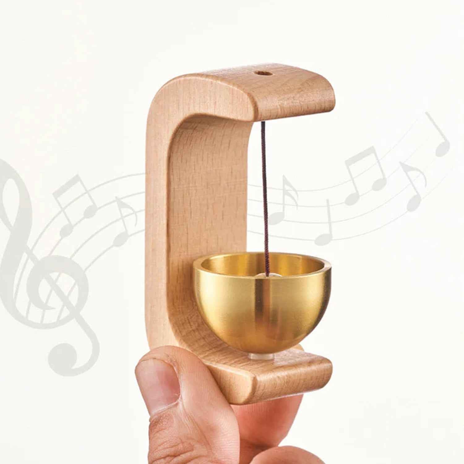 Zen Meditation Bell – Japanese Style Wooden Stand with Brass Chime