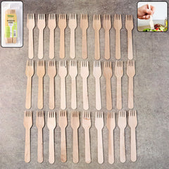 Top view of Freshee 160mm disposable birchwood wooden fork