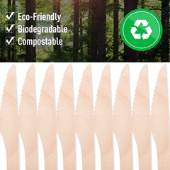 Wooden Knife – 165mm Smooth, Eco-Friendly Cutlery 30 Pcs Pack